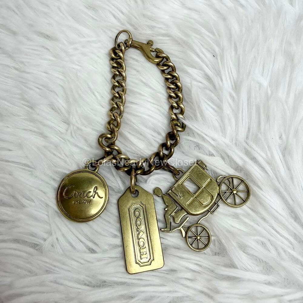 Vintage COACH y2k Carriage Brass Hangtag Bag Charm Key Fob